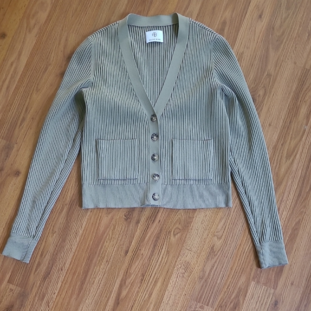 Anine Bing Olive Ribbed Knit